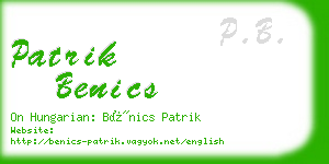 patrik benics business card